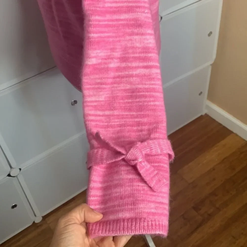 J.Crew Alpaca Blend Tie-sleeve Marled Pink Sweater Size Small